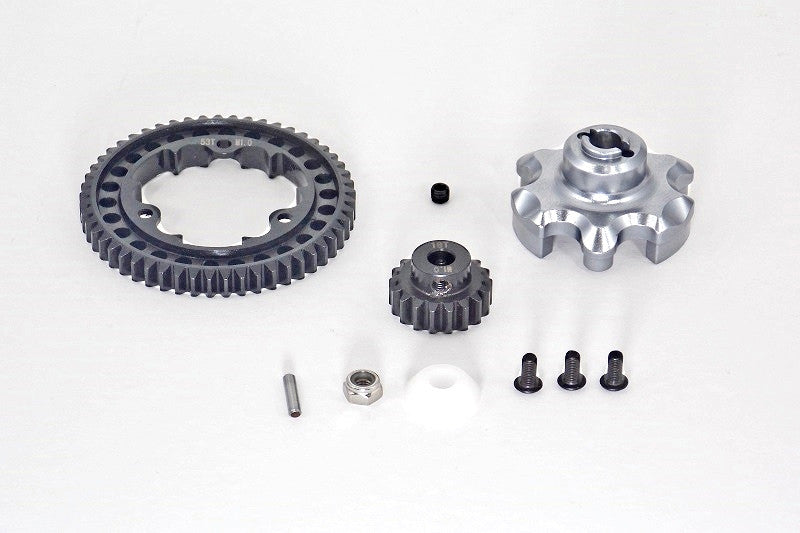 Traxxas X-Maxx 4X4 Aluminum Gear Adapter + Steel Spur Gear 53T + Motor Gear 18T - 1 Set Gray Silver