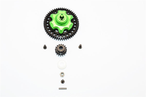 Traxxas X-Maxx 4X4 Aluminum Gear Adapter + Steel Spur Gear 54T + Motor Gear 16T - 1 Set Green
