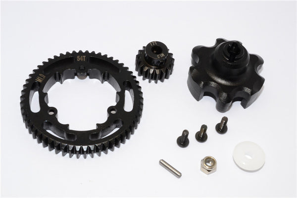 Traxxas X-Maxx 4X4 Aluminum Gear Adapter + Steel Spur Gear 54T + Motor Gear 17T - 1 Set Black