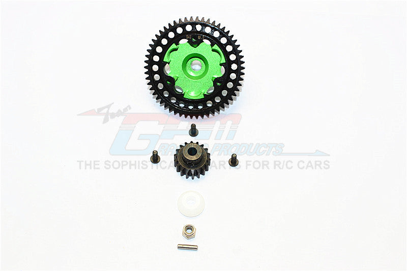 Traxxas X-Maxx 4X4 Aluminum Gear Adapter+Steel Spur Gear 54T+Motor Gear 18T - 1 Set Green