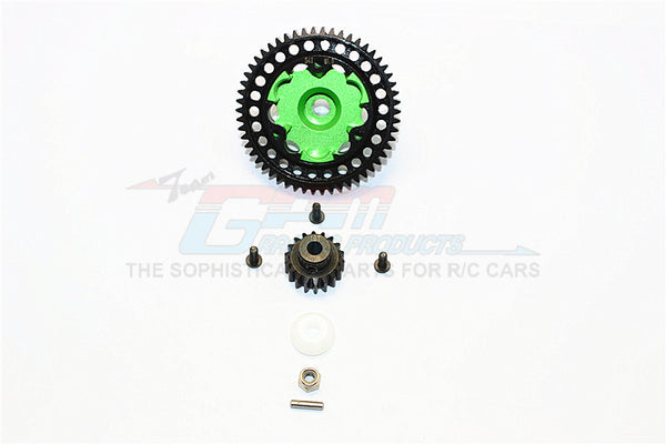 Traxxas X-Maxx 4X4 Aluminum Gear Adapter+Steel Spur Gear 54T+Motor Gear 18T - 1 Set Green