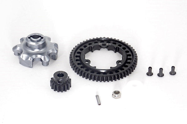 Traxxas X-Maxx 4X4 Aluminum Gear Adapter + Steel Spur Gear 55T + Motor Gear 15T - 1 Set Gray Silver