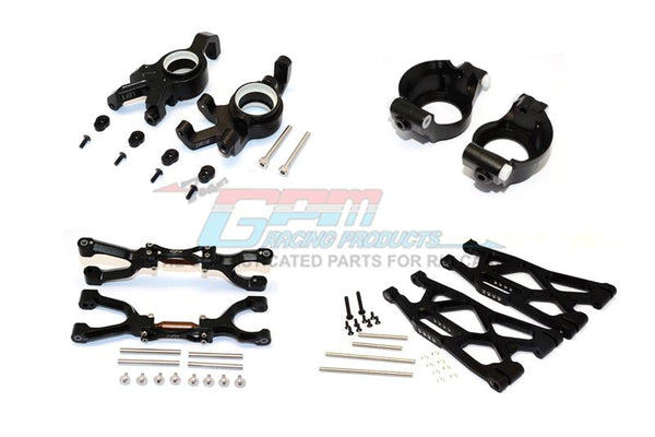 Traxxas X-Maxx 4X4 Aluminum Front Upper + Lower Arms + C Hubs + Kncukle Arms Set - 52Pc Set Black