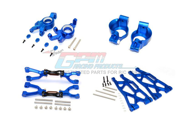 Traxxas X-Maxx 4X4 Aluminum Front Upper + Lower Arms + C Hubs + Kncukle Arms Set - 52Pc Set Blue