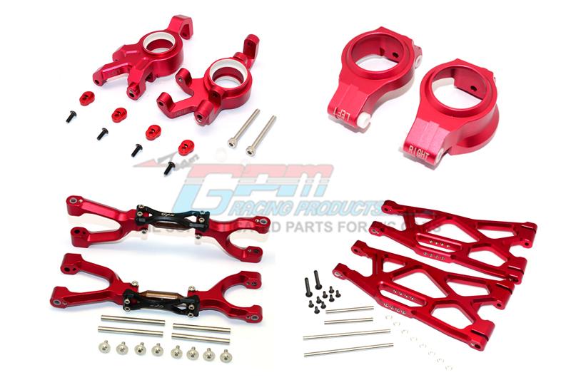Traxxas X-Maxx 4X4 Aluminum Front Upper + Lower Arms + C Hubs + Kncukle Arms Set - 52Pc Set Red