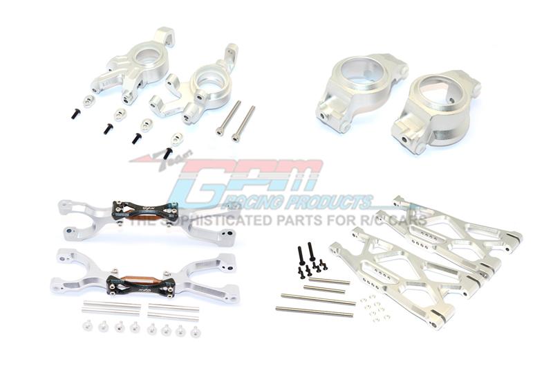 Traxxas X-Maxx 4X4 Aluminum Front Upper + Lower Arms + C Hubs + Kncukle Arms Set - 52Pc Set Silver