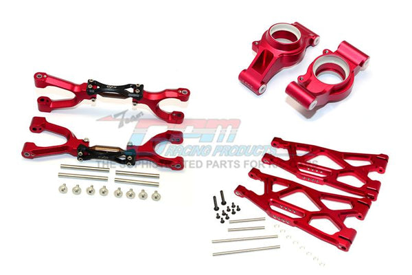 Traxxas X-Maxx 4X4 Aluminum Rear Upper + Lower Arms + Knuckle Arms Set - 40Pc Set Red