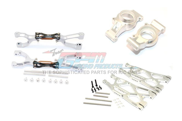 Traxxas X-Maxx 4X4 Aluminum Rear Upper + Lower Arms + Knuckle Arms Set - 40Pc Set Silver