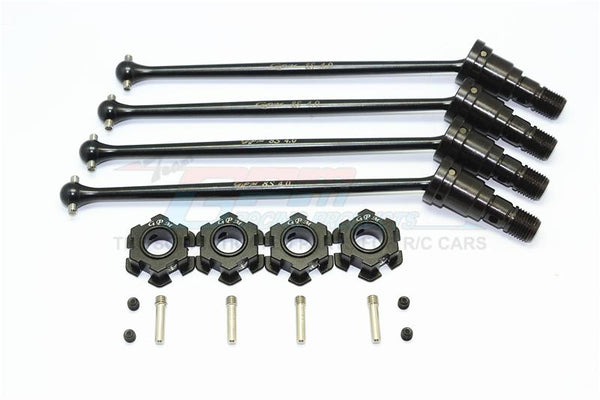 Harden Steel #45 Front And Rear CVD Drive Shaft With Aluminum Hex For Traxxas X-Maxx 8S - 2Prs Set Black