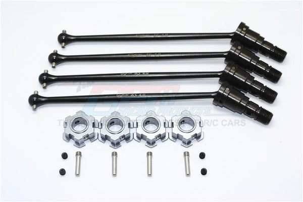 Harden Steel #45 Front And Rear CVD Drive Shaft With Aluminum Hex For Traxxas X-Maxx 8S - 2Prs Set Gray Silver