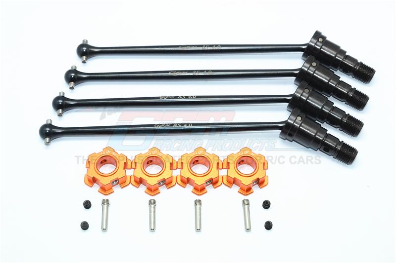 Harden Steel #45 Front And Rear CVD Drive Shaft With Aluminum Hex For Traxxas X-Maxx 8S - 2Prs Set Orange