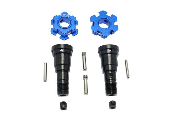 Harden Steel #45 Front Or Rear CVD Joint + Aluminum Wheel Hub Hex For Traxxas X Maxx 8S - 10Pc Set Blue