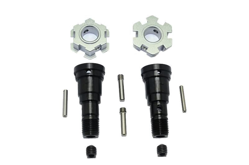 Harden Steel #45 Front Or Rear CVD Joint + Aluminum Wheel Hub Hex For Traxxas X Maxx 8S - 10Pc Set Gray Silver