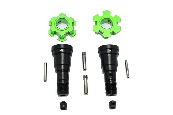 Harden Steel #45 Front Or Rear CVD Joint + Aluminum Wheel Hub Hex For Traxxas X Maxx 8S - 10Pc Set Green