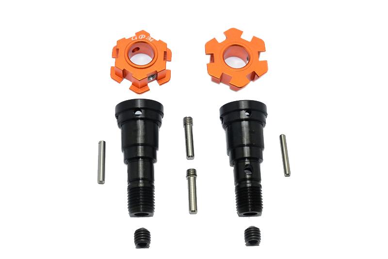 Harden Steel #45 Front Or Rear CVD Joint + Aluminum Wheel Hub Hex For Traxxas X Maxx 8S - 10Pc Set Orange