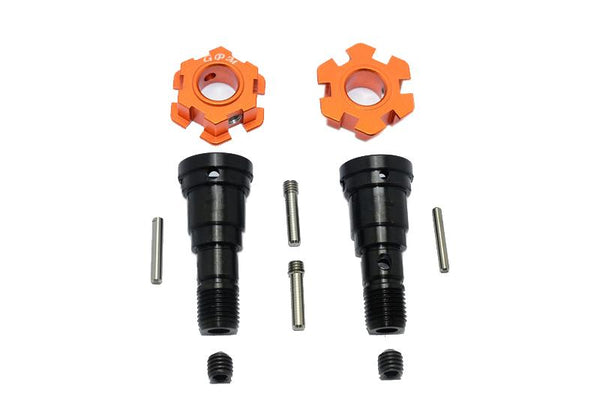Harden Steel #45 Front Or Rear CVD Joint + Aluminum Wheel Hub Hex For Traxxas X Maxx 8S - 10Pc Set Orange