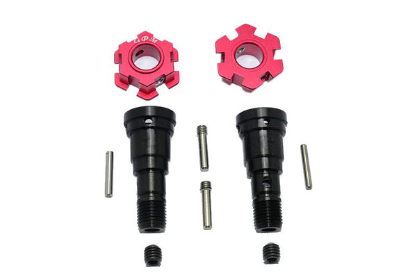 Harden Steel #45 Front Or Rear CVD Joint + Aluminum Wheel Hub Hex For Traxxas X Maxx 8S - 10Pc Set Red