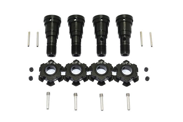 Harden Steel #45 Front & Rear CVD Joint + Aluminum Wheel Hub Hex For Traxxas X Maxx 8S - 20Pc Set Black