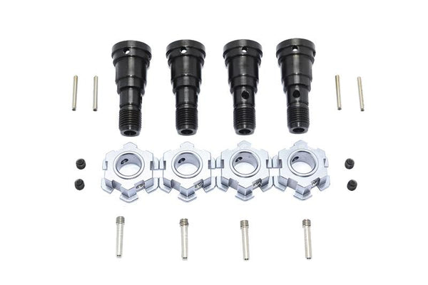 Harden Steel #45 Front & Rear CVD Joint + Aluminum Wheel Hub Hex For Traxxas X Maxx 8S - 20Pc Set Gray Silver