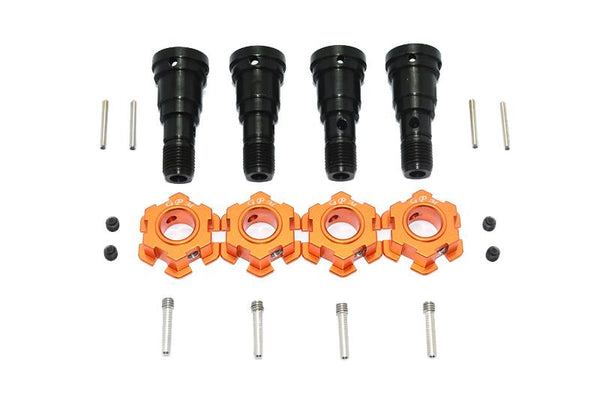 Harden Steel #45 Front & Rear CVD Joint + Aluminum Wheel Hub Hex For Traxxas X Maxx 8S - 20Pc Set Orange