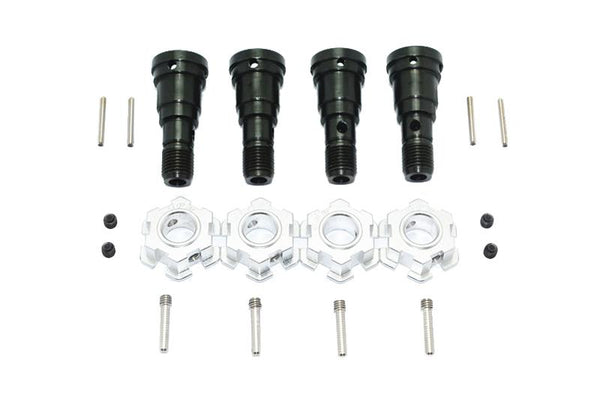 Harden Steel #45 Front & Rear CVD Joint + Aluminum Wheel Hub Hex For Traxxas X Maxx 8S - 20Pc Set Silver