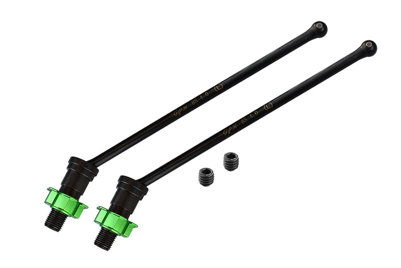 Medium Carbon Steel Front Or Rear CVD Drive Shaft With Aluminium Hex Adapter For 1/5 Traxxas X Maxx 8S With WideMAXX - 8Pc Set Green