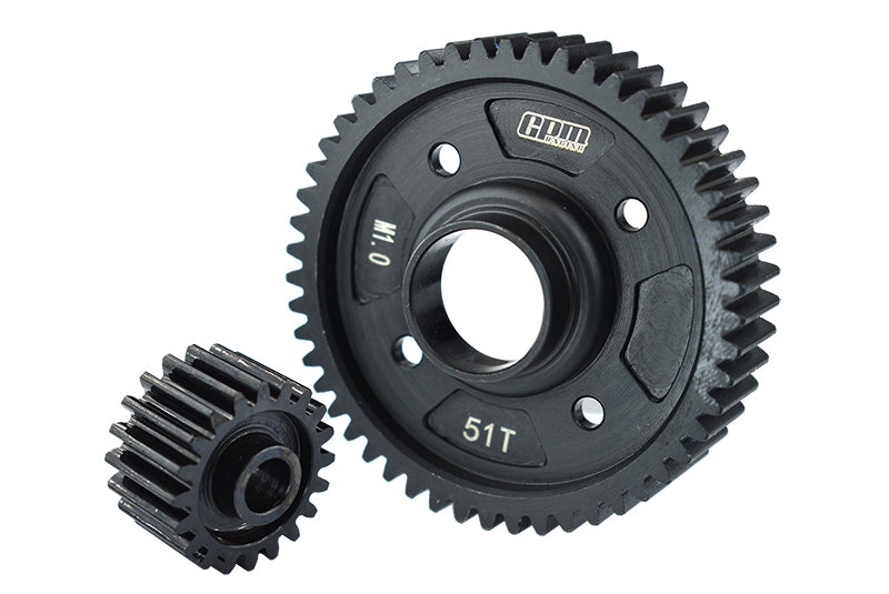 Medium Carbon Steel Center Diff Output Gear 51T And Input Gear 20T For 1:5 Traxxas X-Maxx 8S / XRT 8S Monster Truck Upgrades - Black