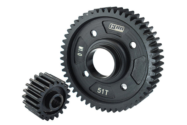 Medium Carbon Steel Center Diff Output Gear 51T And Input Gear 20T For 1:5 Traxxas X-Maxx 8S / XRT 8S Monster Truck Upgrades - Black