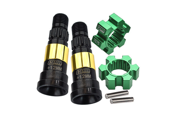 Harden Steel #45 Front Or Rear CVD Joint (+12mm) + Aluminum 7075-T6 Wheel Hex Hubs For 1:5 Traxxas X Maxx 8S Monster Truck Upgrades - Green