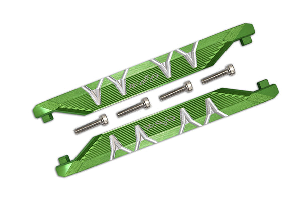 R/C Car Parts : Aluminum Chassis Side Bars (Silver Inlay Version) For Traxxas 1/10 Maxx 4WD Monster Truck - 1Pr Set Green