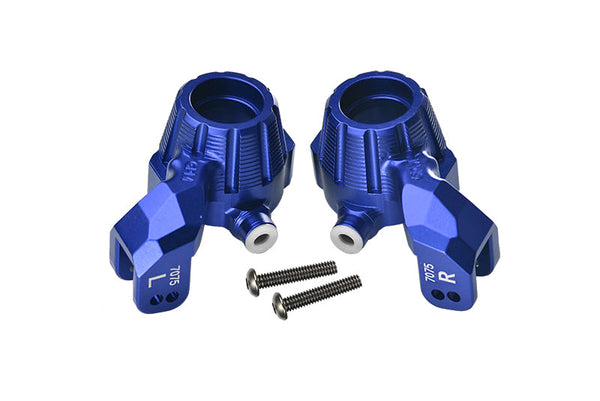 Aluminum 7075-T6 Front Knuckle Arms Steering Blocks For Traxxas 1:10 MAXX 89076-4 / MAXX with WideMAXX Monster Truck 89086-4 - Blue