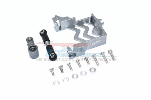 Traxxas 1/10 Maxx 4WD Monster Truck Aluminum Servo Mount + Stainless Steel Tie Rod + 25T Aluminum Servo Horn - 16Pc Set Gray Silver