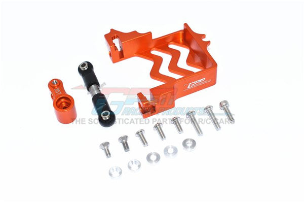 Traxxas 1/10 Maxx 4WD Monster Truck Aluminum Servo Mount + Stainless Steel Tie Rod + 25T Aluminum Servo Horn - 16Pc Set Orange