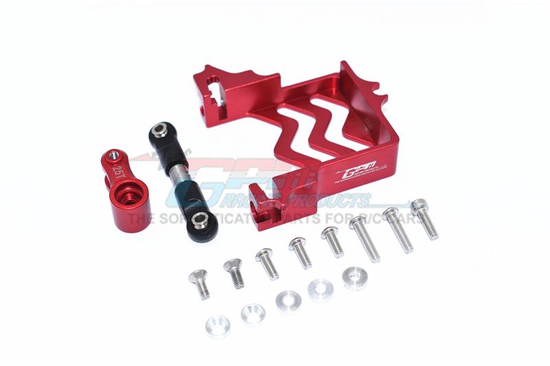 Traxxas 1/10 Maxx 4WD Monster Truck Aluminum Servo Mount + Stainless Steel Tie Rod + 25T Aluminum Servo Horn - 16Pc Set Red