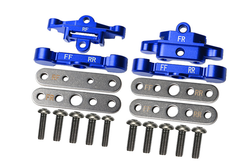 GPM For Traxxas 1/10 Maxx 4WD Monster Truck Upgrade Parts Aluminum Front + Rear Lower Arm Tie Bar Mount - 18Pc Set Blue