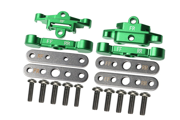 GPM For Traxxas 1/10 Maxx 4WD Monster Truck Upgrade Parts Aluminum Front + Rear Lower Arm Tie Bar Mount - 18Pc Set Green