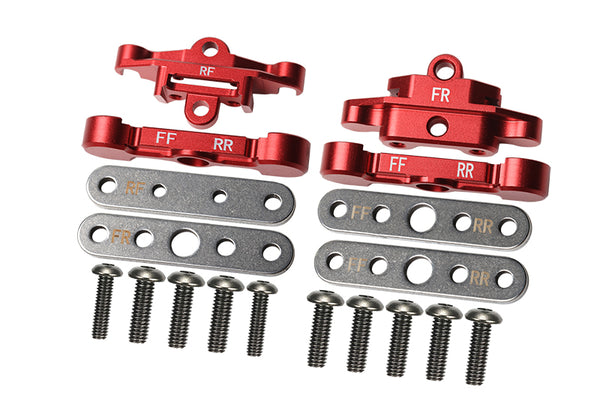 GPM For Traxxas 1/10 Maxx 4WD Monster Truck Upgrade Parts Aluminum Front + Rear Lower Arm Tie Bar Mount - 18Pc Set Red