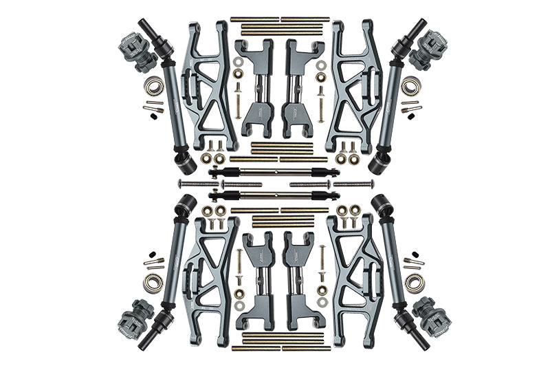 Aluminum Upgrade Combo Set Widening Kit For Traxxas 1:10 4WD MAXX Monster Truck 89076-4 / 4WD MAXX with WideMaxx Monster Truck 89086-4 - Gray Silver