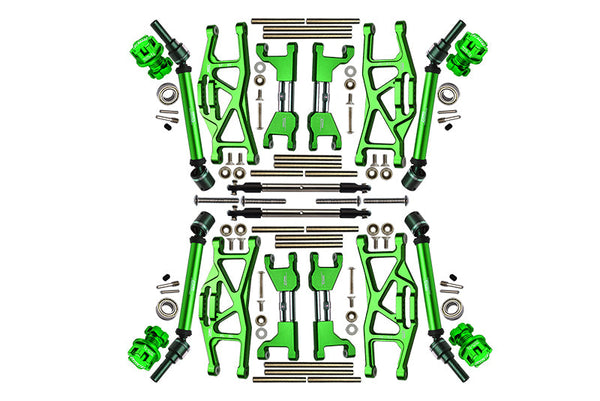 Aluminum Upgrade Combo Set Widening Kit For Traxxas 1:10 4WD MAXX Monster Truck 89076-4 / 4WD MAXX with WideMaxx Monster Truck 89086-4 - Green