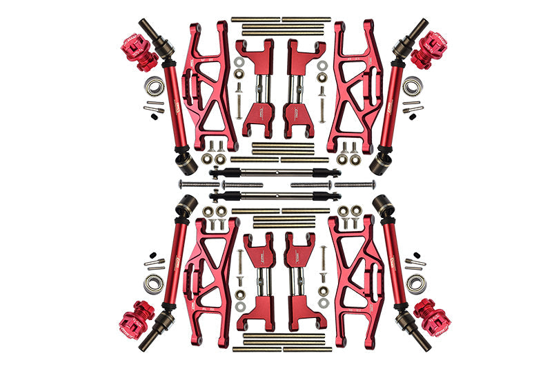 Aluminum Upgrade Combo Set Widening Kit For Traxxas 1:10 4WD MAXX Monster Truck 89076-4 / 4WD MAXX with WideMaxx Monster Truck 89086-4 - Red