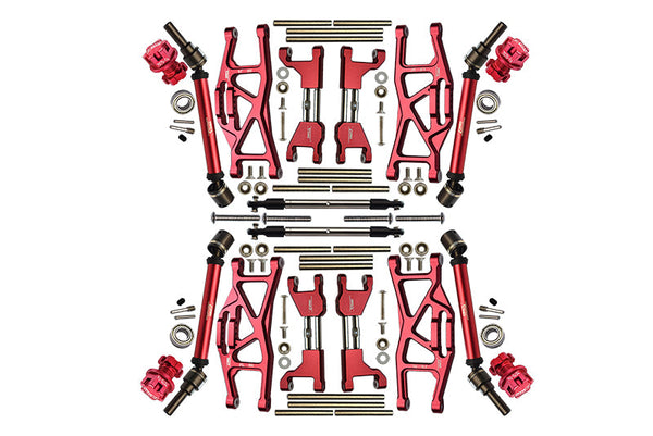 Aluminum Upgrade Combo Set Widening Kit For Traxxas 1:10 4WD MAXX Monster Truck 89076-4 / 4WD MAXX with WideMaxx Monster Truck 89086-4 - Red