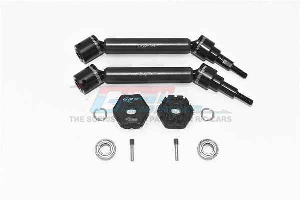 Traxxas 1/10 Maxx 4WD Monster Truck Harden Steel+Aluminum Front Or Rear Adjustable CVD Drive Shaft + Hex Adapter (+2mm) - 10Pc Set Black