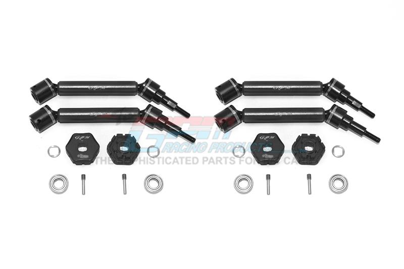 Traxxas 1/10 Maxx 4WD Monster Truck Harden Steel+Aluminum Front & Rear Adjustable CVD Drive Shaft + Hex Adapter (+2mm) - 20Pc Set Black