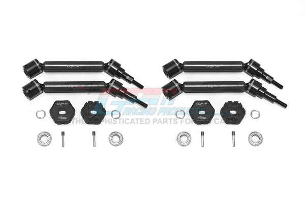 Traxxas 1/10 Maxx 4WD Monster Truck Harden Steel+Aluminum Front & Rear Adjustable CVD Drive Shaft + Hex Adapter (+2mm) - 20Pc Set Black