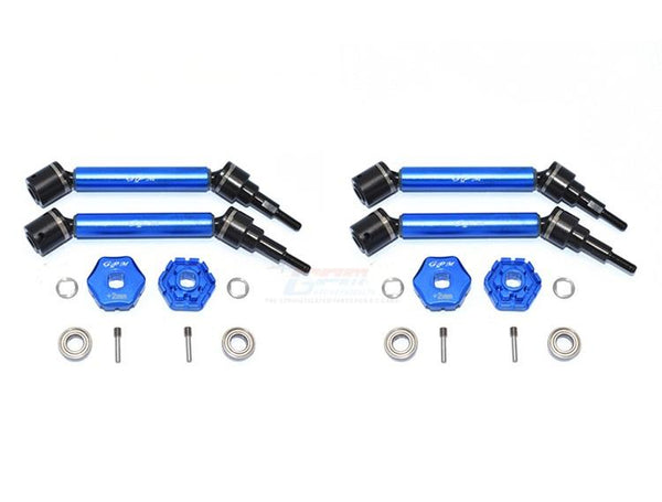 Traxxas 1/10 Maxx 4WD Monster Truck Harden Steel+Aluminum Front & Rear Adjustable CVD Drive Shaft + Hex Adapter (+2mm) - 20Pc Set Blue