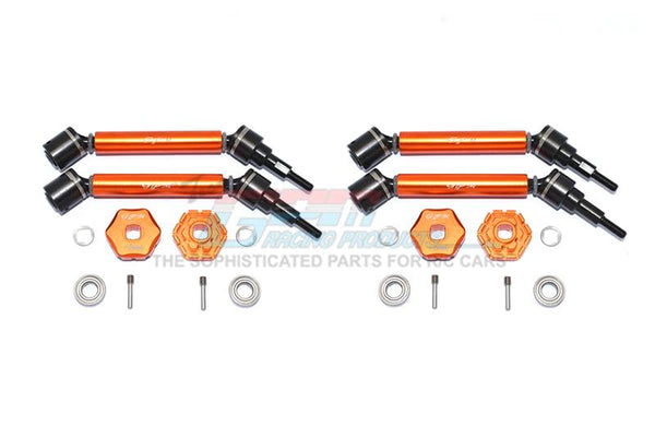 Traxxas 1/10 Maxx 4WD Monster Truck Harden Steel+Aluminum Front & Rear Adjustable CVD Drive Shaft + Hex Adapter (+2mm) - 20Pc Set Orange