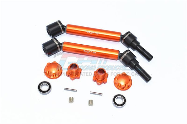 Traxxas 1/10 Maxx 4WD Monster Truck Harden Steel+Aluminum Front Or Rear Adjustable CVD Drive Shaft + Hex Adapter + Wheel Lock - 12Pc Set Orange