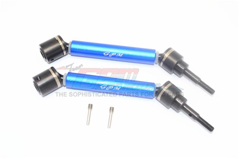 Traxxas 1/10 Maxx 4WD Monster Truck Harden Steel + Aluminum Front Or Rear Adjustable CVD Drive Shaft - 1Pr Set Blue