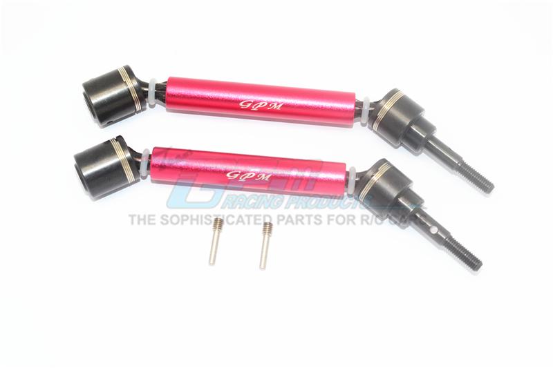 Traxxas 1/10 Maxx 4WD Monster Truck Harden Steel + Aluminum Front Or Rear Adjustable CVD Drive Shaft - 1Pr Set Red