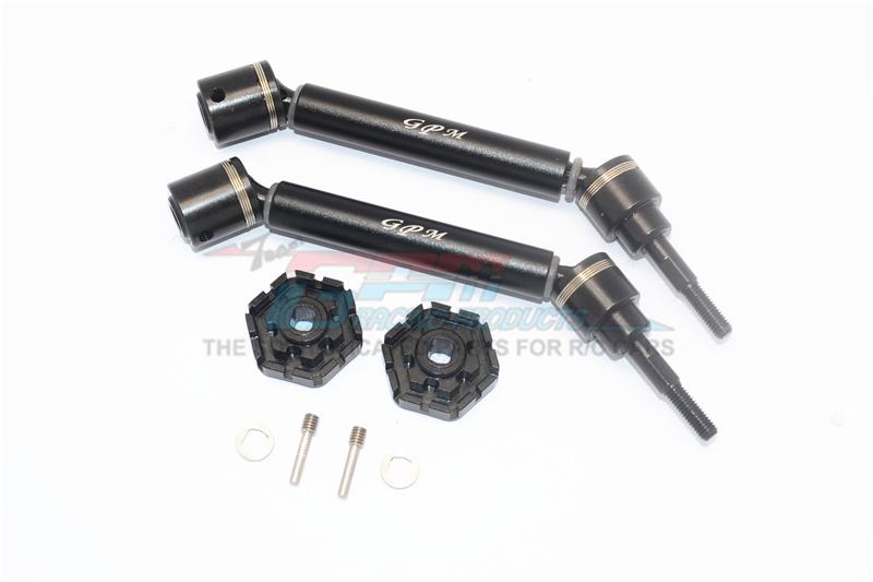 Traxxas 1/10 Maxx 4WD Monster Truck Harden Steel + Aluminum Front Or Rear Adjustable CVD Drive Shaft + Hex Adapter - 1Pr Set Black